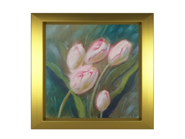 Картина маслом белые тюльпаны