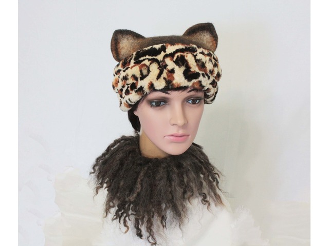 ′Lady-cat′ шапочка - авторский войлок