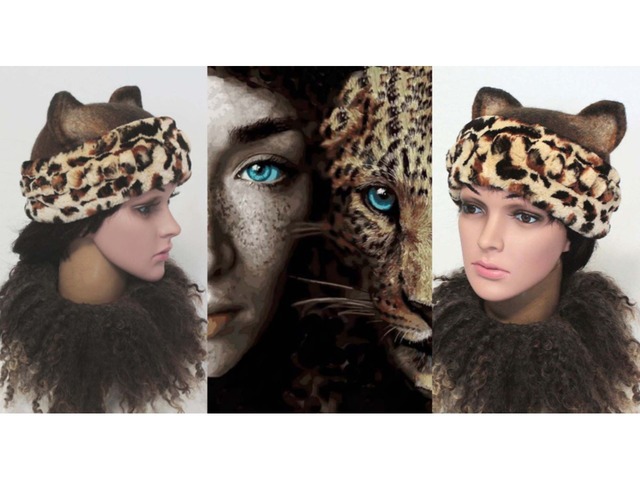 ′Lady-cat′ шапочка - авторский войлок