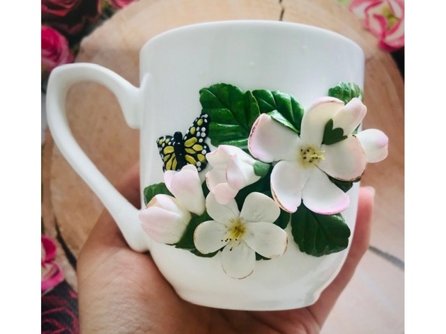 Чашка с декором «Яблоневый цвет»