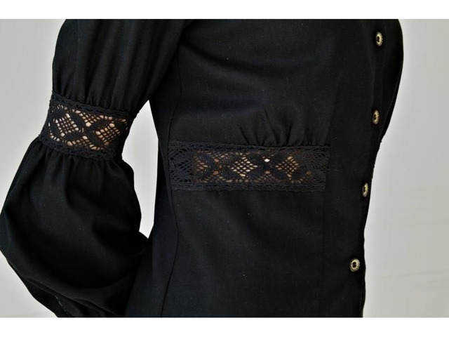 Льняная блузка с кружевом и деревянными пуговицами, блуза из льна