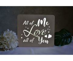 Нічник з дерева - All of me love all of you