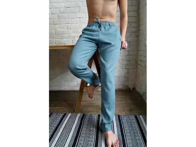 Мужские летние брюки из натурального льна, льняные брюки, штаны