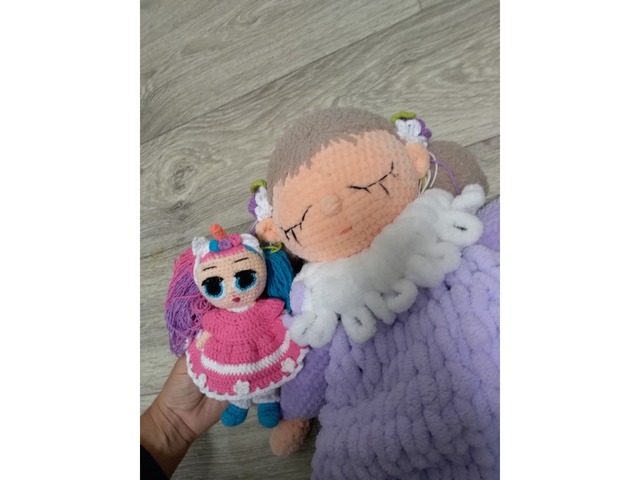Кукла 60см БОЛЬШАЯ пижамница, вязаная мягкая игрушка, подарок девочке, на новый год кукла
