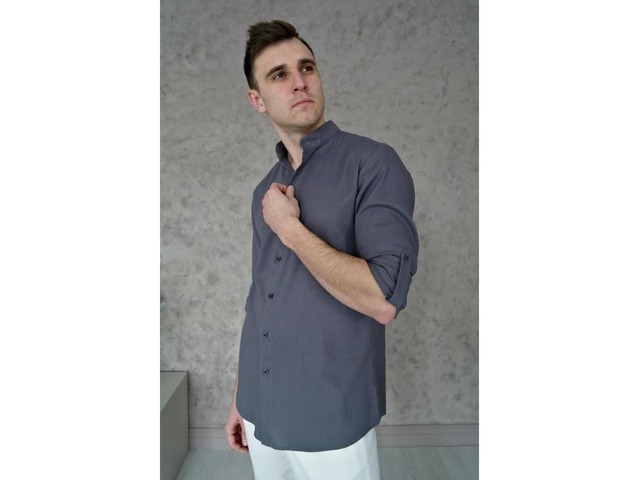 Мужская рубашка из 100% льна с закатывающимися рукавами