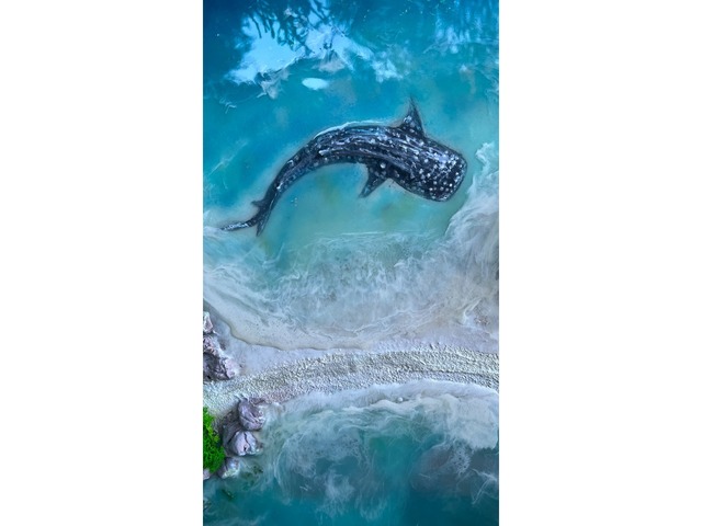 Картина эпоксидной смолой 3D "Китовая акула на Ко Тао"