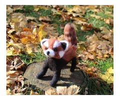 Красная Панда игрушка хендмєйд валяная из шерсти войлочная интерьерная подарок сувенир коллекционная