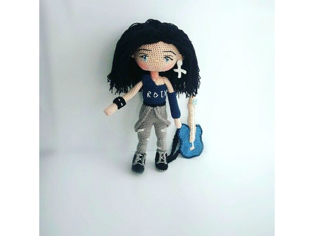 Вязаная кукла, гитарист, рокер, неформал. Ручная работа