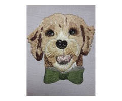 Картина гладдю вишиття улюбленця мордочка собаки вишивка на замовлення embroidery