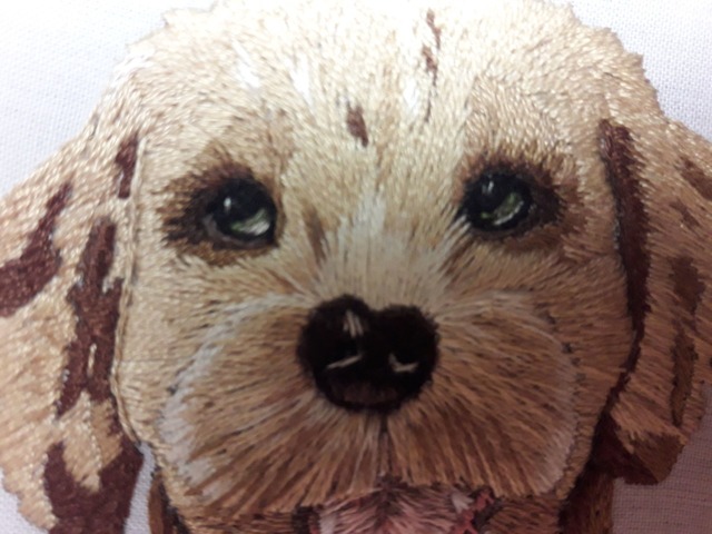 Картина гладдю вишиття улюбленця мордочка собаки вишивка на замовлення embroidery