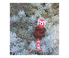 Брошь Красная Панда валяная из шерсти войлочная игрушка сувенир подарок украшение