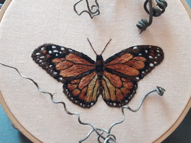 Картина вишита муліне метелик мулине бабочка