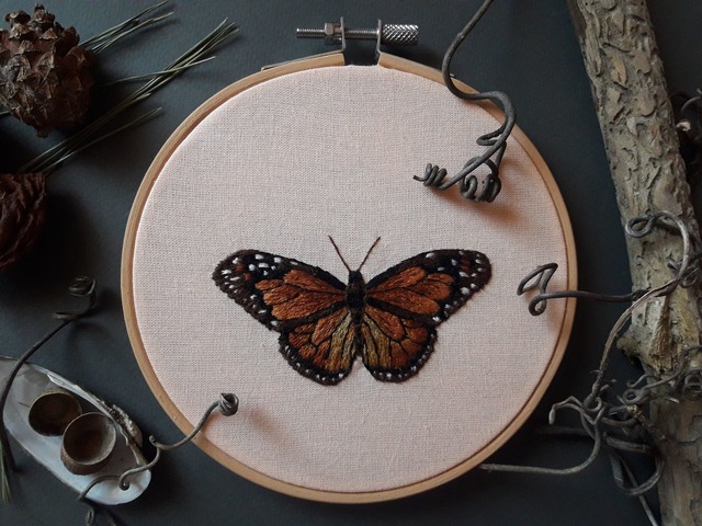 Картина вишита муліне метелик мулине бабочка