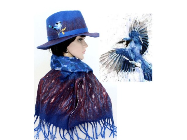 комплект ′Синяя птица′- авторский войлок 2 предмета