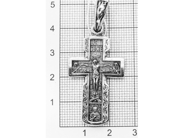 Серебряный крест с Распятием. Распятие Христово. Деисус. Икона Божей Матери 'Всецарица'  Крест