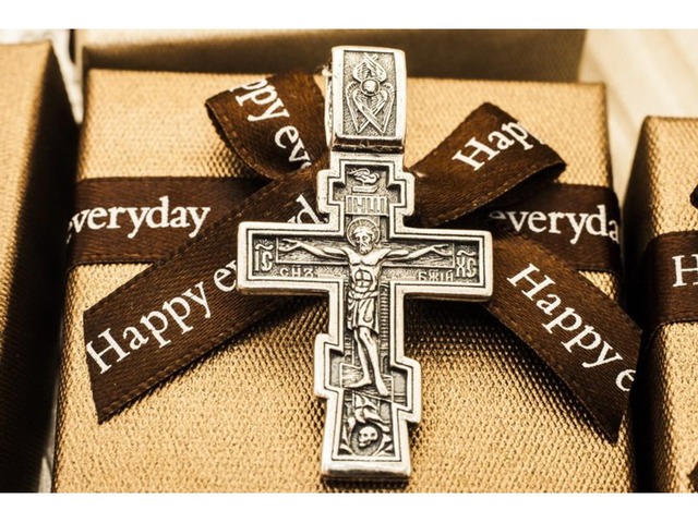 Большой серебряный мужской крест с Распятием. Распятие Христово. Православный Крест