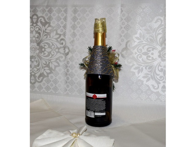 ПРОДАНО Новогоднее украшение для шампанского. Праздничный декор
