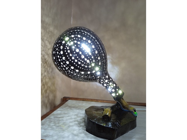 Декоративная настольная лампа из лагенарии (бутылочной тыквы)