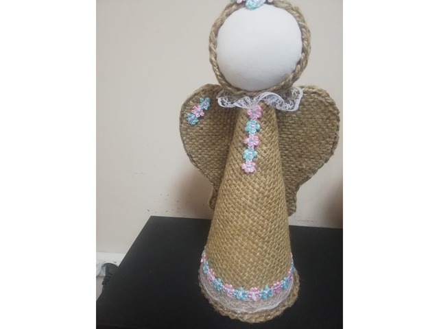 Интерьерная кукла из мешковины Ангел ручной работы
