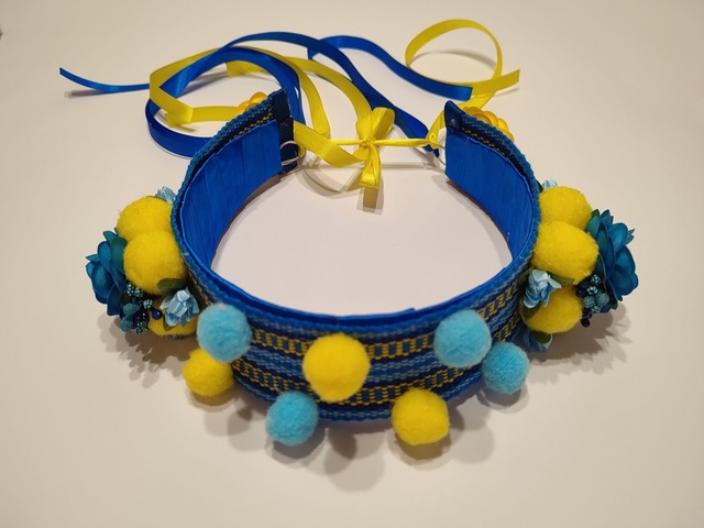 Ободок в українському стилі, обруч в желто синих цветах