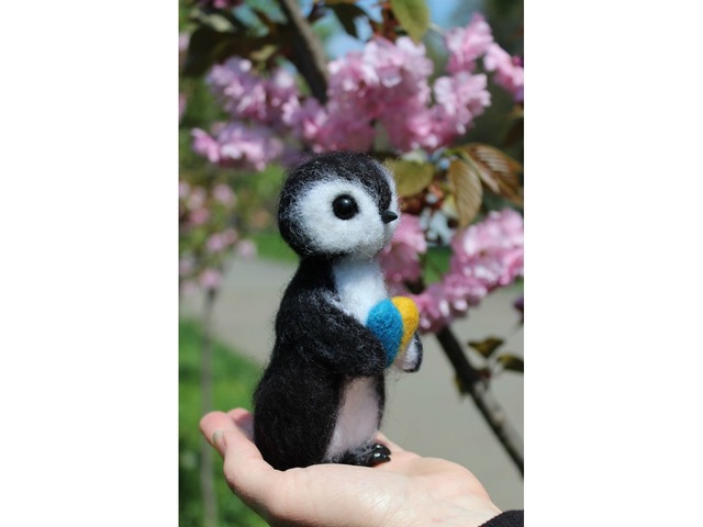 Пінгвин іграшка хендмєцд валяна з вовни ручної роботи интерьерная птица