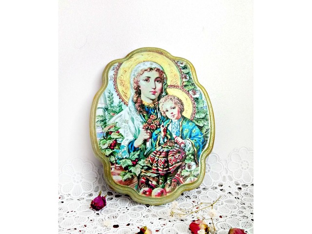 Панно икона "Богородица с Иисусом"