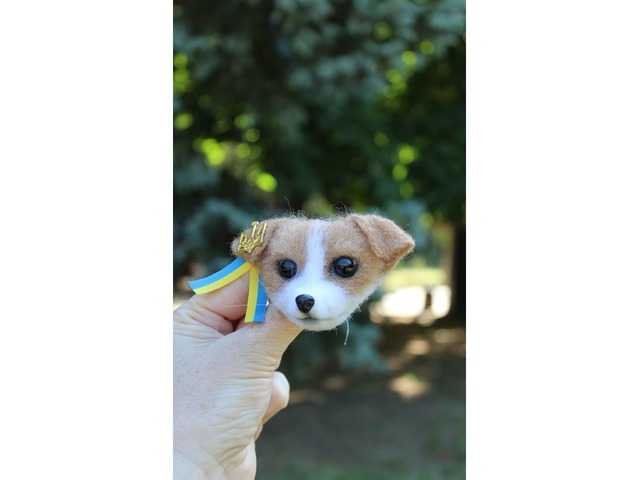 Брош собачка валяна іграшка хендмєйд ручної роботи собака