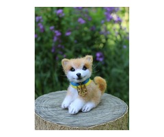 Акита-Ину собачка игрушка валяная из шерсти интерьерная песик войлочный подарок сувенир собака