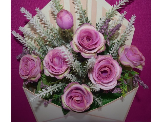 Квітковий конверт "Рожева ніжність". Чудовий подарунок до Дня вчителя, 8 березня, дня матері!