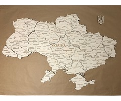 Дерев`яна карта України 3D 105х70 см
