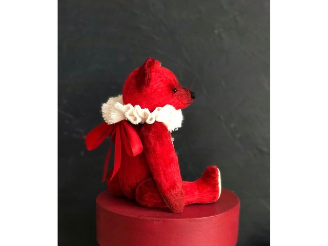 Ведмедик тедді,тедді ручної роботи, коробка, мишка тедди, подарок ручной работы, красный мишка
