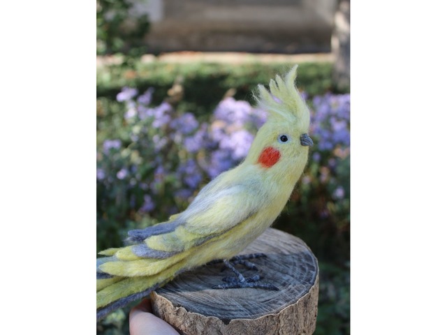 Корелла попугай валяна іграшка хендмєйд з вовни інтерєрна сувенір подарунок птиця папуга