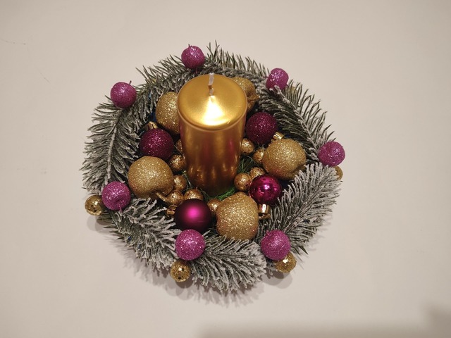 Свічка Різдвяна, новорічна композиція зі свічкою ручної роботи