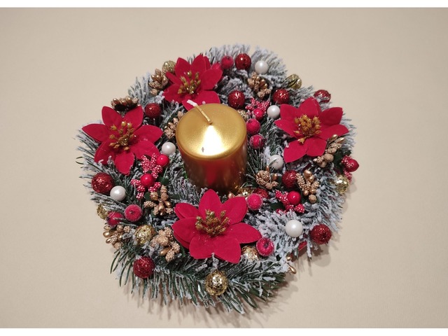 Свічка Різдвяна, новорічна композиція зі свічкою ручної роботи