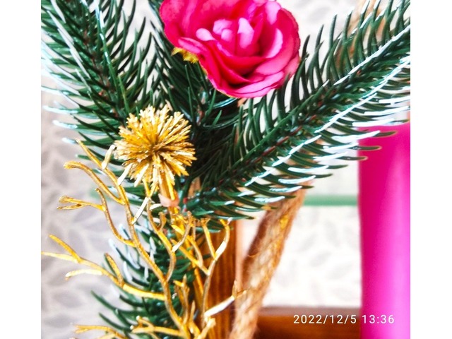 Свічковий ліхтар дерев'яний " Рожеві мрії у новорічну ніч" 100*130*350 мм