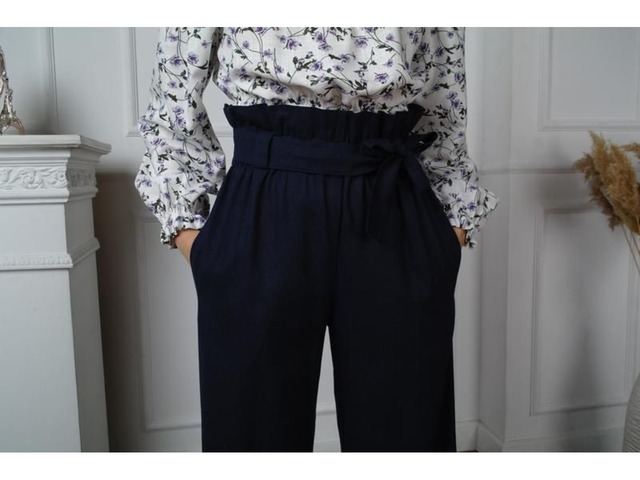 Льняные женские брюки с завышенной талией, брюки из натурального льна