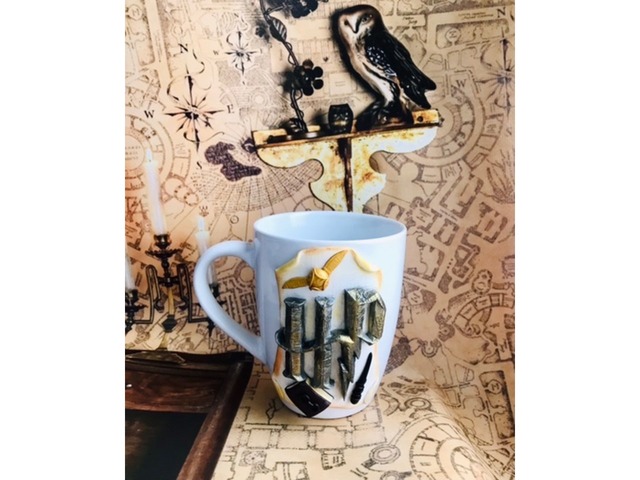 Чашка с декором из полимерной глины «Гарри Поттер»
