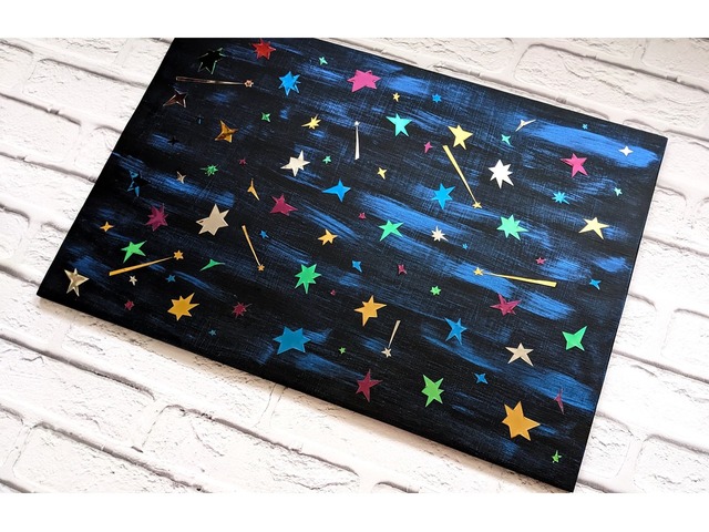 Картина звездопад, зеркальное панно, декор из металла звездная ночь