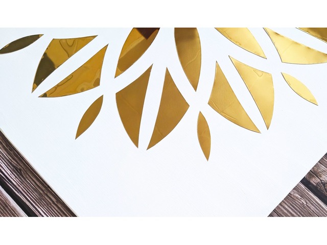 Картина абстрактный золотой цветок, зеркальная картина металл