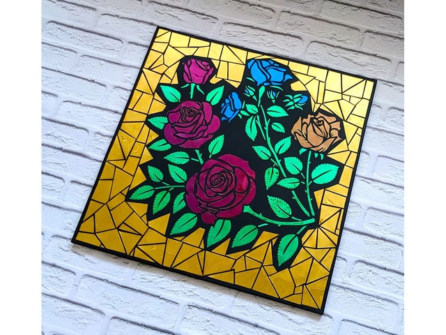 Картина розы для любимой, панно из металла, арт зеркальный на стену