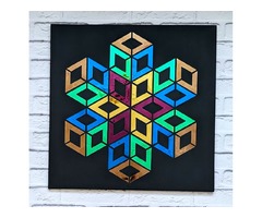 Картина цветная геометрия, кубик рубика, мандала арт, декор яркий