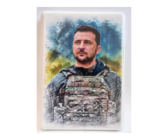 Портрет презедента Зеленского, патриотическая фото-картина купить Украина