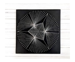 Картина Алмаз, серебристый декор, стринг арт геометрия, декор в йога студию, сакральная