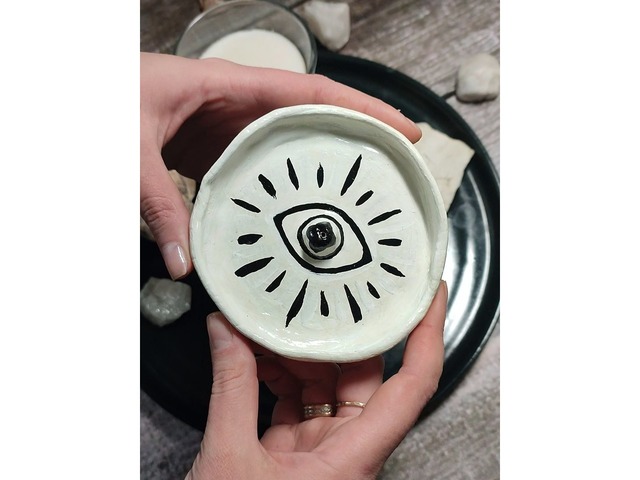 Підставка для ароматичних паличок око біла, кераміка ручної роботи