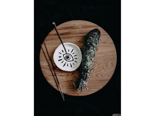 Підставка для ароматичних паличок око біла, кераміка ручної роботи