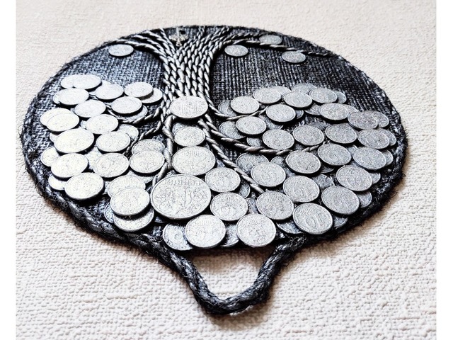 Монетное денежное дерево серебрянное панно