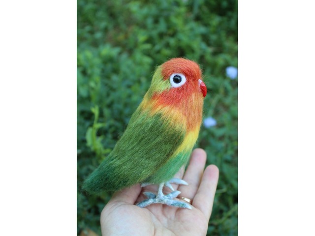 Неразлучник попугай валяна іграшка з шерсті папуга інтерєрна игрушка птица подарок сувенир