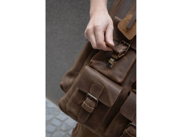 Кожаный рюкзак JACOB с карманами, Рюкзак мужской из кожи ручной работы