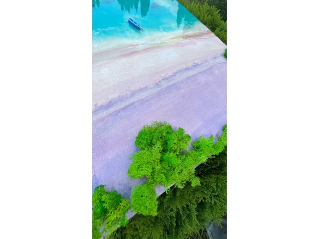 Интерьерная картина смолой "Пинк бич на о. Комодо" 40х60см.