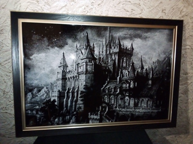 Картина "Замок" гравировка на стекле 30*40см